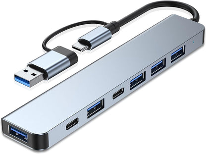VIENON Aluminum USB C & USB Hub 7-in-1 with USB 3.0, USB-C Ports for PC/Laptops/MacBook Pro/Air/iMac/iPad and More Devices