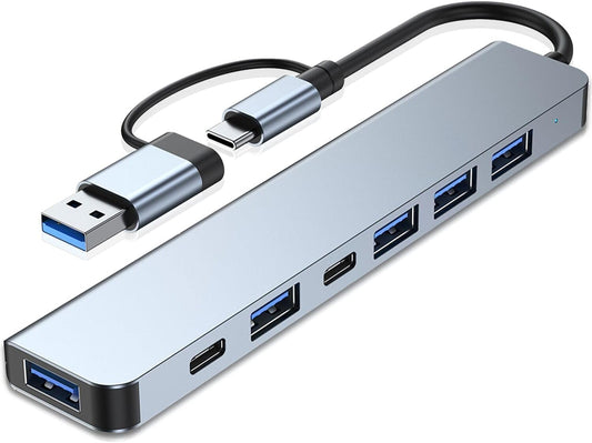 VIENON Aluminum USB C & USB Hub 7-in-1 with USB 3.0, USB-C Ports for PC/Laptops/MacBook Pro/Air/iMac/iPad and More Devices