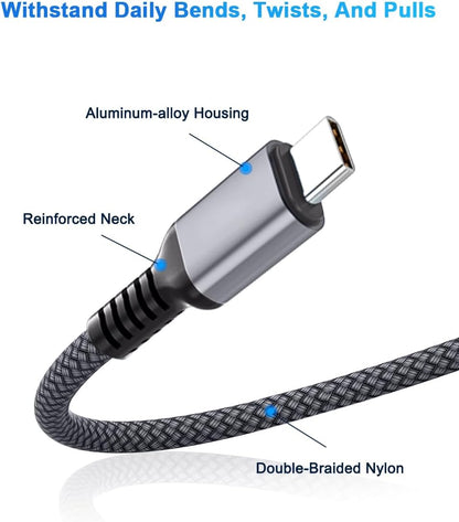 Elebase USB C to C 100W Charging Cable 6.6FT with Type A Car Adapter,Fast PD Charger Cord for iPhone 16 15 Pro Max Plus,Airpods 4,Samsung Galaxy S23 S24 Flip Fold 5,Ultra,A53 A54,MacBook Mac,iPad 9 10
