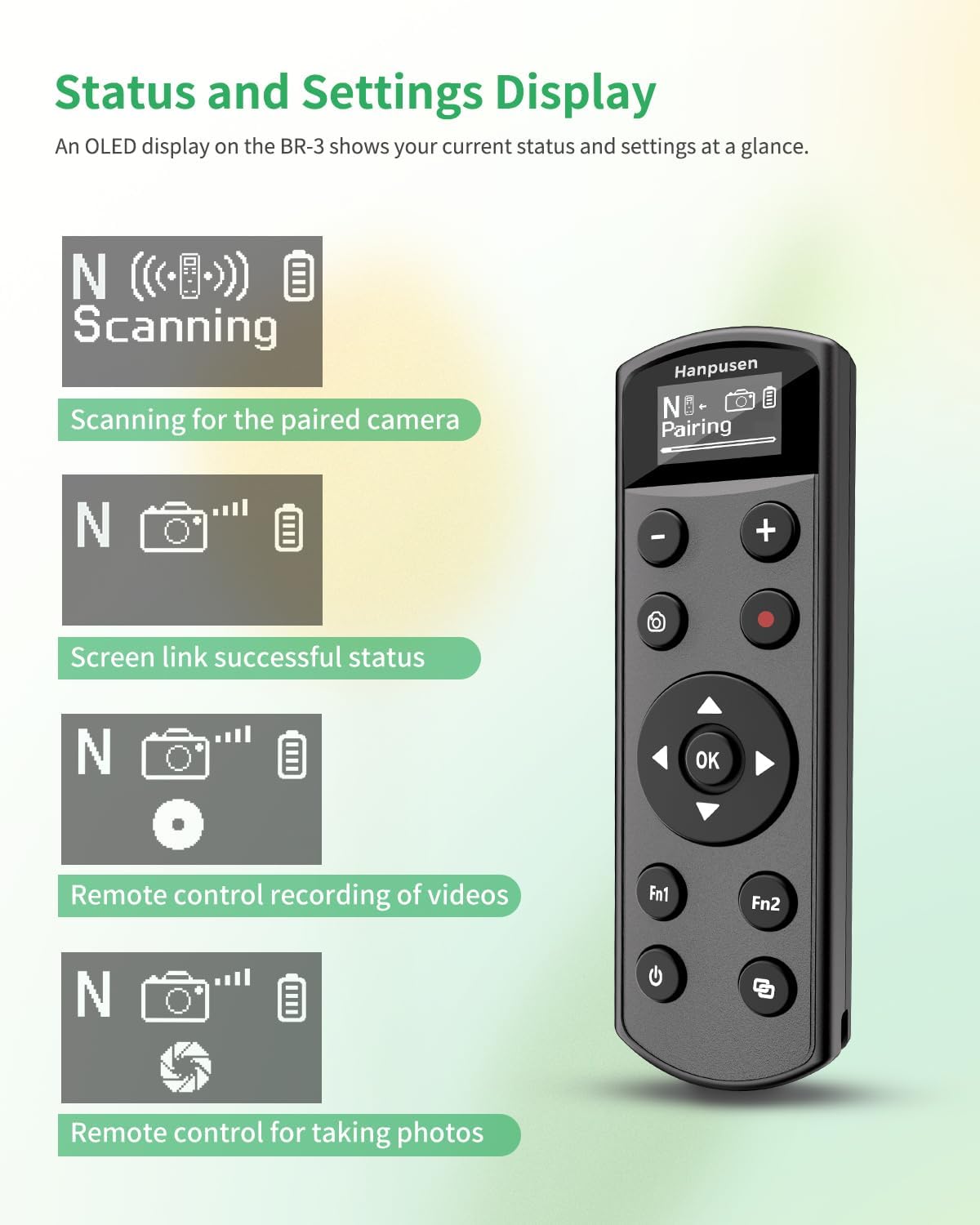 for Nikon Camera Remote Control, Hanpusen Rechargeable Wireless Shutter Release with OLED Screen for Nikon Z6 III/Zf/Z5II/Z50/Z50 II/Z fc/P1000/P1100/P950/B600/A1000/Z6 II/Z30/Z5/Z7 II, Replace ML-L7