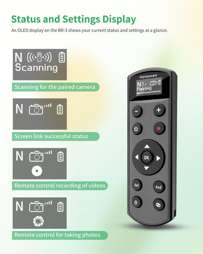 for Nikon Camera Remote Control, Hanpusen Rechargeable Wireless Shutter Release with OLED Screen for Nikon Z6 III/Zf/Z5II/Z50/Z50 II/Z fc/P1000/P1100/P950/B600/A1000/Z6 II/Z30/Z5/Z7 II, Replace ML-L7
