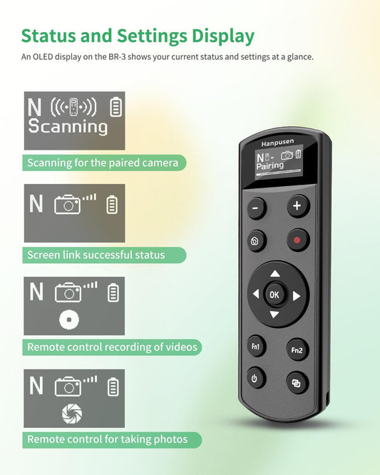 for Nikon Camera Remote Control, Hanpusen Rechargeable Wireless Shutter Release with OLED Screen for Nikon Z6 III/Zf/Z5II/Z50/Z50 II/Z fc/P1000/P1100/P950/B600/A1000/Z6 II/Z30/Z5/Z7 II, Replace ML-L7