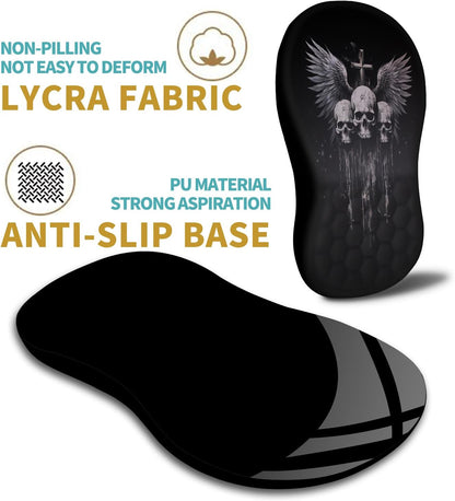 Hokafenle Ergonomic Mouse Pad Wrist Support with Massage Design, Wrist Rest Pain Relief Mousepad with Memory Foam&Non-Slip PU Base, Mouse Pads for Wireless Mouse & Desk (12x8 inch,Demon Angel)