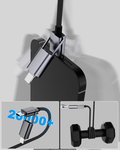 4 in 1 USB C Cable, 2Pack [Upgraded] Multi Fast Charging Cable, PD 65W 27W, 6FT+3FT, Round Braided, Compatible with iPhone/iPad/Samsung/MacBook