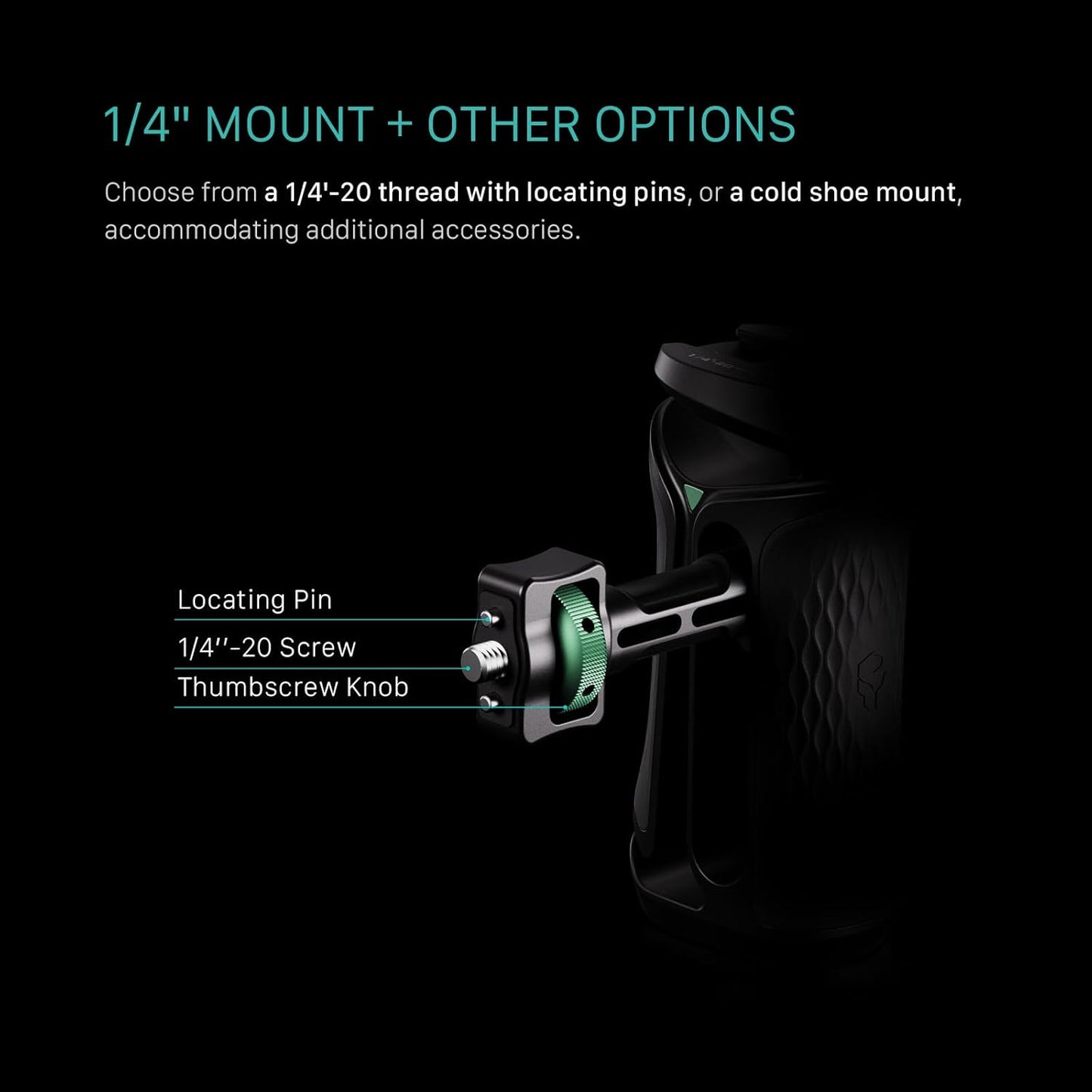 Tilta Xeno Side Handle for Filmmakers & Cameras - Black | Secure Connection & Helps Prevent Rotation | Adjustable Height | Textured Silicone Grip | Convenient Assembly (1/4"-20 w/Locating Pins)