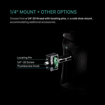 Tilta Xeno Side Handle for Filmmakers & Cameras - Black | Secure Connection & Helps Prevent Rotation | Adjustable Height | Textured Silicone Grip | Convenient Assembly (1/4"-20 w/Locating Pins)