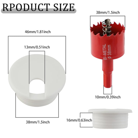 1.5 Inch(38mm) Desk Grommet,13 Pieces Cable Grommet, Desk Hole Cover for Cables with Hole Saw,Plastic Cable Cord Wire Hole Cover for Desk, Table,Cabinet,Countertop and Other Furniture(Whitek)