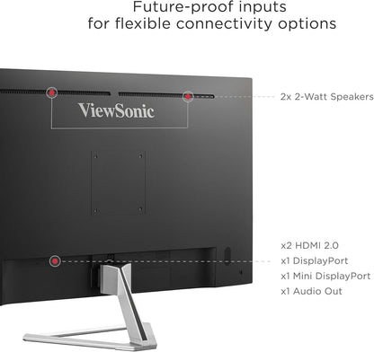 ViewSonic VX3276-4K-MHD 32 Inch 4K UHD Monitor with Ultra-Thin Bezels, HDR10 HDMI and DisplayPort for Home and Office