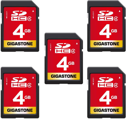 GIGASTONE 4GB SD Card 5 Pack SDHC Class 4 Memory Card for Photo Video Music Voice File DSLR Camera DSC Camcorder Recorder Playback PC Mac POS 5pcs in Pack (Pack of 5), with 5 mini Cases