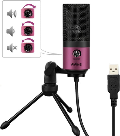 FIFINE USB Podcast Condenser Microphone Recording On Laptop, No Need Sound Card Interface and Phantom Power-K669