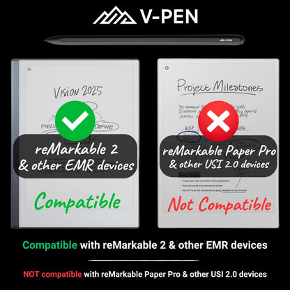 V-Pen EMR Stylus Remarkable 2 Pen Replacement with Digital Eraser + 5 Tips | 4096 Pressure Level Sensitivity & Palm Rejection | Digital Pen Marker Plus Compatible Kindle Scribe & Tablet Pen