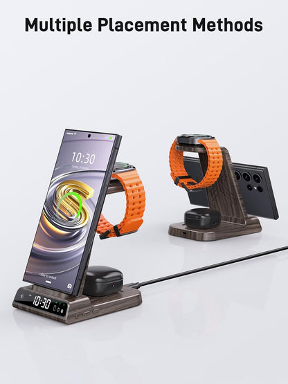 Wireless Charger for Samsung Charging Station, 3 in 1 Android Phone Charger for Samsung Galaxy S25 Ultra/S24 Ultra/S23/Z Fold7/Flip7, Galaxy Watch 8/8 Classic/Ultra/7/6/5, Galaxy Buds 3 Pro/3
