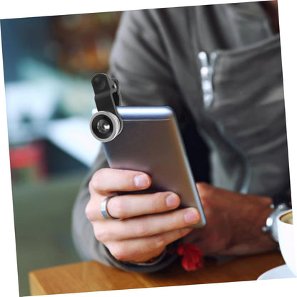 Portable Cell Phone Camera Lens Super Wide Angle Lens Macro Lens Fisheye Lens Clip on 3 in 1 Mobile Phone Lens Compatible for iPhone 6S/7/8/X (Silver)