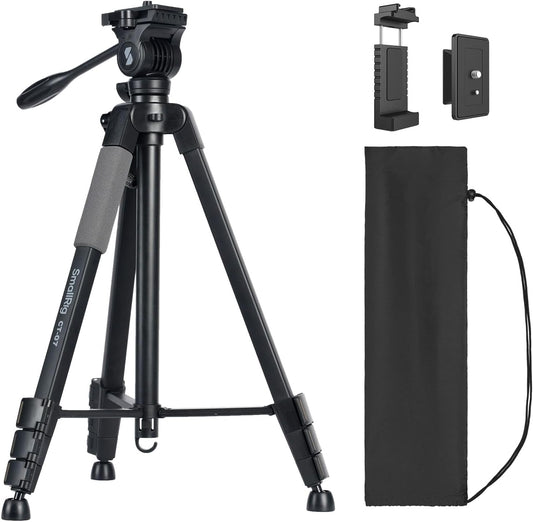 SmallRig CT-07 Aluminum Camera Tripod Stand, 63.4" Travel Tripod for iPhone and Cameras, Phone Tripods with Quick-Switch Vertical/Horizontal Mount, Adjustable Angles & Max. 4kg Load
