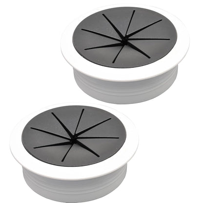 Desk Grommet 2" (50 mm), Desk Hole Cover for Cables White and Black, Cable Grommet ABS Plastic, Desk Hole Grommet for Office and Home Table Cable, Flexible Cable Cord Organizer-2 Pcs
