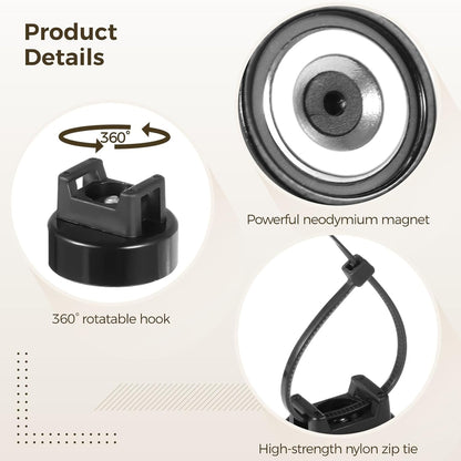 Magnetic Cable Zip Tie Mounts, 15 Pcs Magnets with 50 Pcs Cable Zip Ties, Multipurpose Magnetic Cables Holder for Cables Management, Wire Management Bases