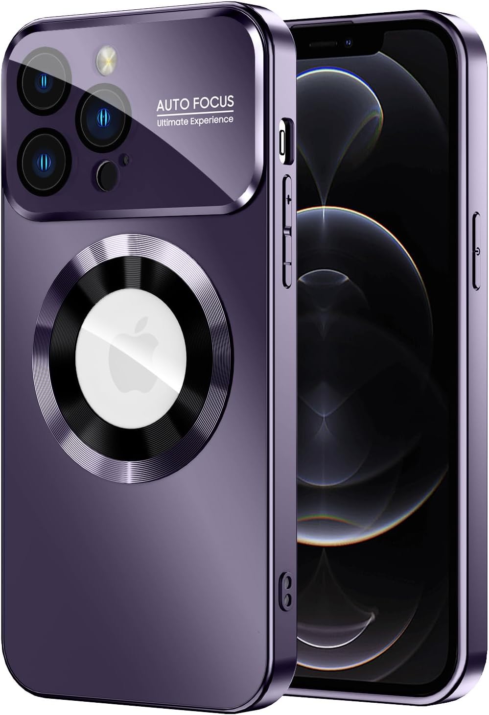 Magnetic for iPhone 12 Pro Max Case, Compatible with MagSafe, Built-in Camera Lens Protector, Logo View, Military Grade Drop Proof Phone Case Cover, Purple