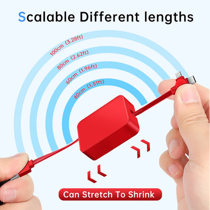 6 Pcs 3 in 1 Retractable Multi Chargers Cable(3.28FT) with USB C/Micro USB/IP and Phone Stand, Festivals and Birthday Gift for Your Family and Friends, Compatible with iPhone/Android/Tablet