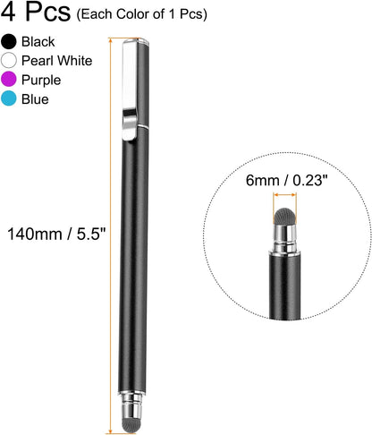 MECCANIXITY 4pcs Stylus Pens for Touch Screens Universal Capacitive Stylus Pencil Sensitivity for Phone Tablet Touch Screen Device,Black Blue Purple White