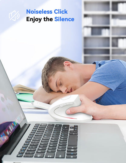 TECKNET Ergonomic Mouse, 4800 DPI Wireless Vertical Mouse with 5 Adjustable DPI Levels, 6 Buttons, 2.4GHz Optical Carpal Tunnel Mouse for Laptop, Desktop, PC, MacBook - White