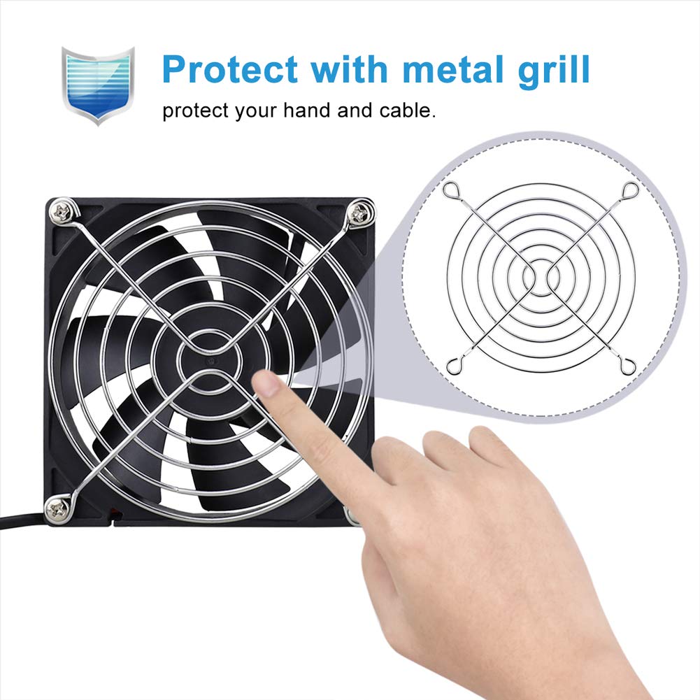 2 Packs Wathai 92mm x 25mm 90mm 5V USB Fan for Receiver AV cabint Game Console PC Laptop TV Box Projector Router Cooling