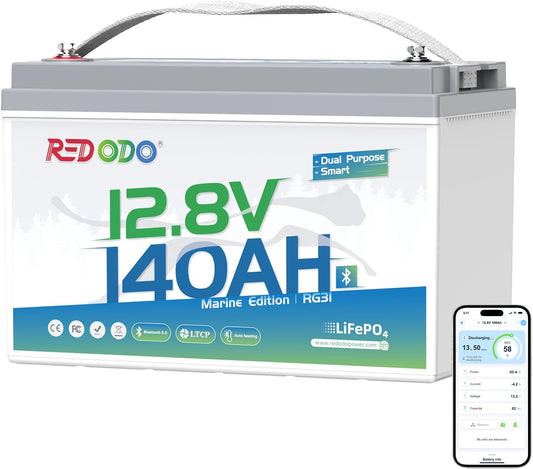 Redodo 12V 140Ah Dual Purpose Lithium Marine Battery, 1000CCA Group 31 Bluetooth Starting Battery with Self Heating