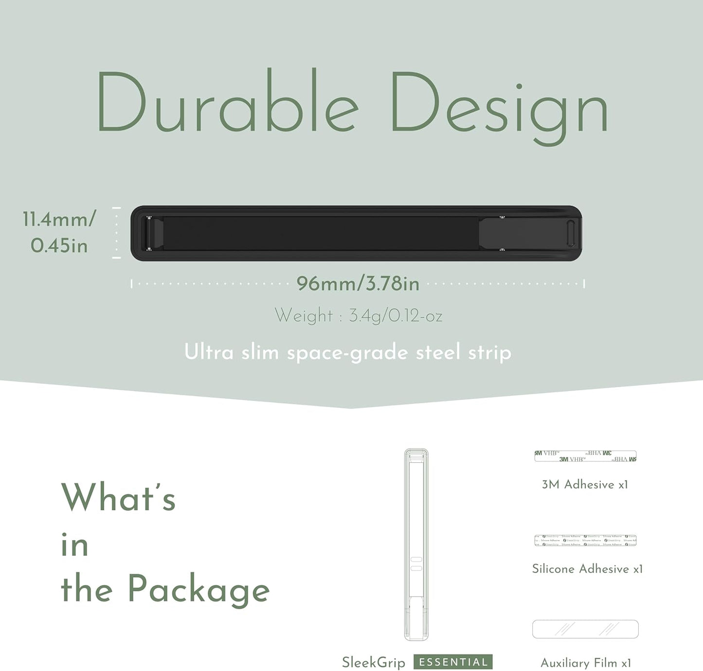 Phone Grip, Ultra Thin Cell Phone Grips Finger Holder Kickstand for Back of Phone, Loopy Case Swappable for Smartphones Wireless Chargers Car Mounts - SleekGrip Essential