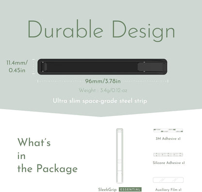 Phone Grip, Ultra Thin Cell Phone Grips Finger Holder Kickstand for Back of Phone, Loopy Case Swappable for Smartphones Wireless Chargers Car Mounts - SleekGrip Essential