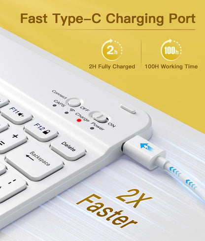 for iPad 10th Generation Case with Keyboard 10.9 Inch 2022/iPad (A16) 11th Gen 11 Inch 2025 - Magnetic Detachable Keyboard, Stain Proof Cover, Smart Folio Case with Pencil Holder - Yellow