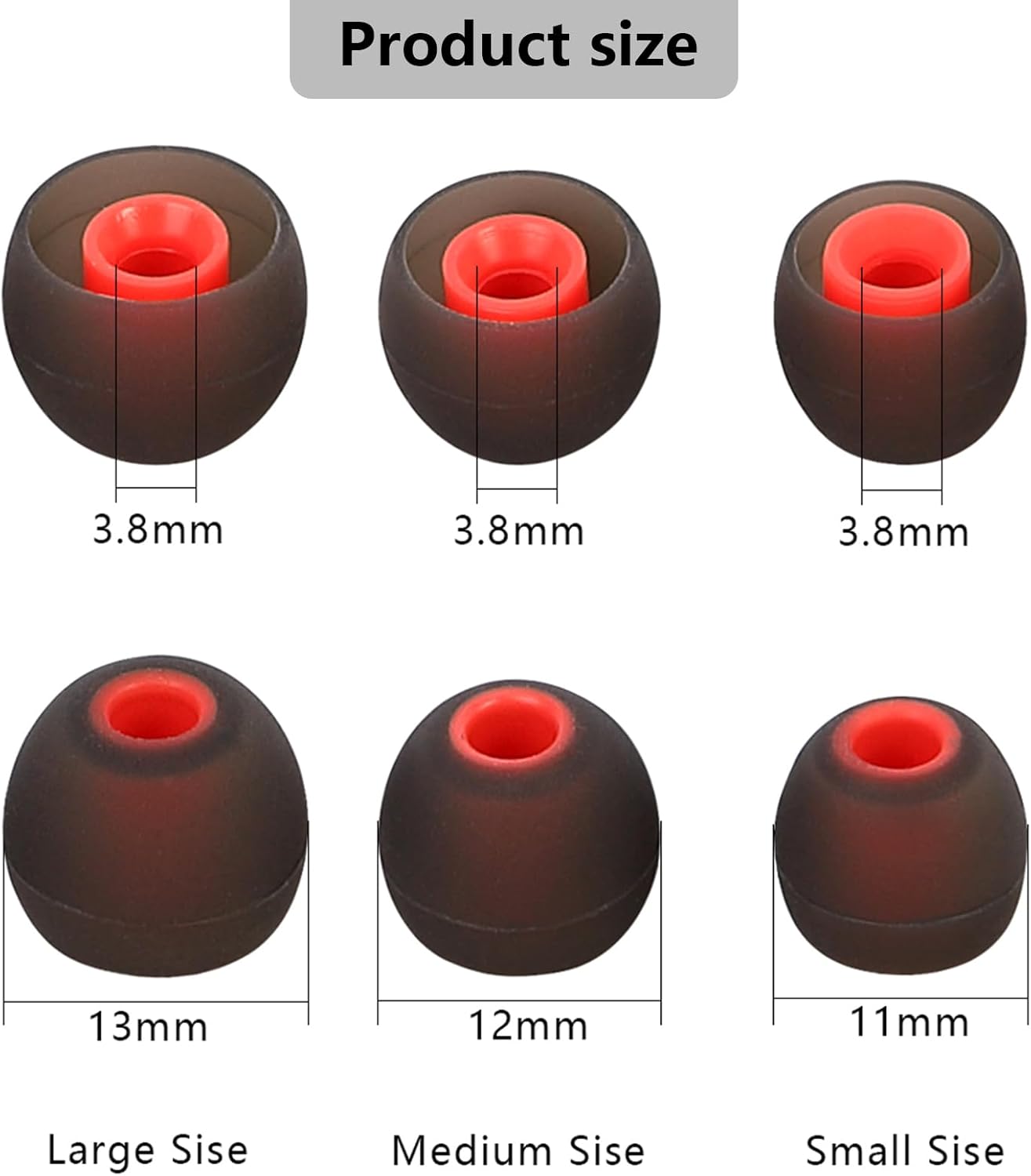 Earbud Replacement Tips Silicone Earbud Tips Earbud Covers Fit for in-Ear Headphones (Inner Hole 3.8mm -5.1mm) Ear Tips Earbud Rubber Tips 9 Pairs S/M/L