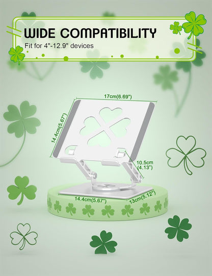 Tablet Stand for iPad,360° Rotating Desktop Holder - Aluminum Adjustable & Foldable Desk Holder for iPad Pro 12.9/11,Air 10.9,Samsung Tab S9,Portable Home/Office,Gift for Mom,Teens,Silver