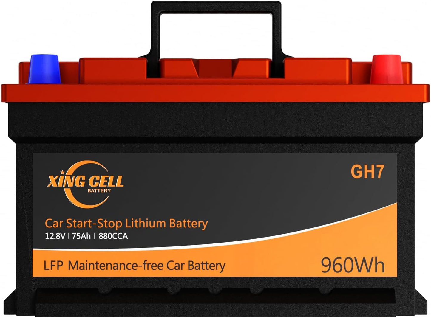 XingCell H7 Group 94r 12V 75Ah 880CCA LiFePO4 Lithium Car Battery - Long lasting and Lightweight Design for Car Audio Replacement Batteries