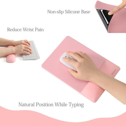 UnivoColors Design-Wave Set of Keyboad Wrist Rest & Mouce Pad,Artificial Sheepskin+Memory Foam+Ergonomic+Anti-Slip Gel, Resilience Support During Work and Gaming,Keyboard Accessory,Pink,N