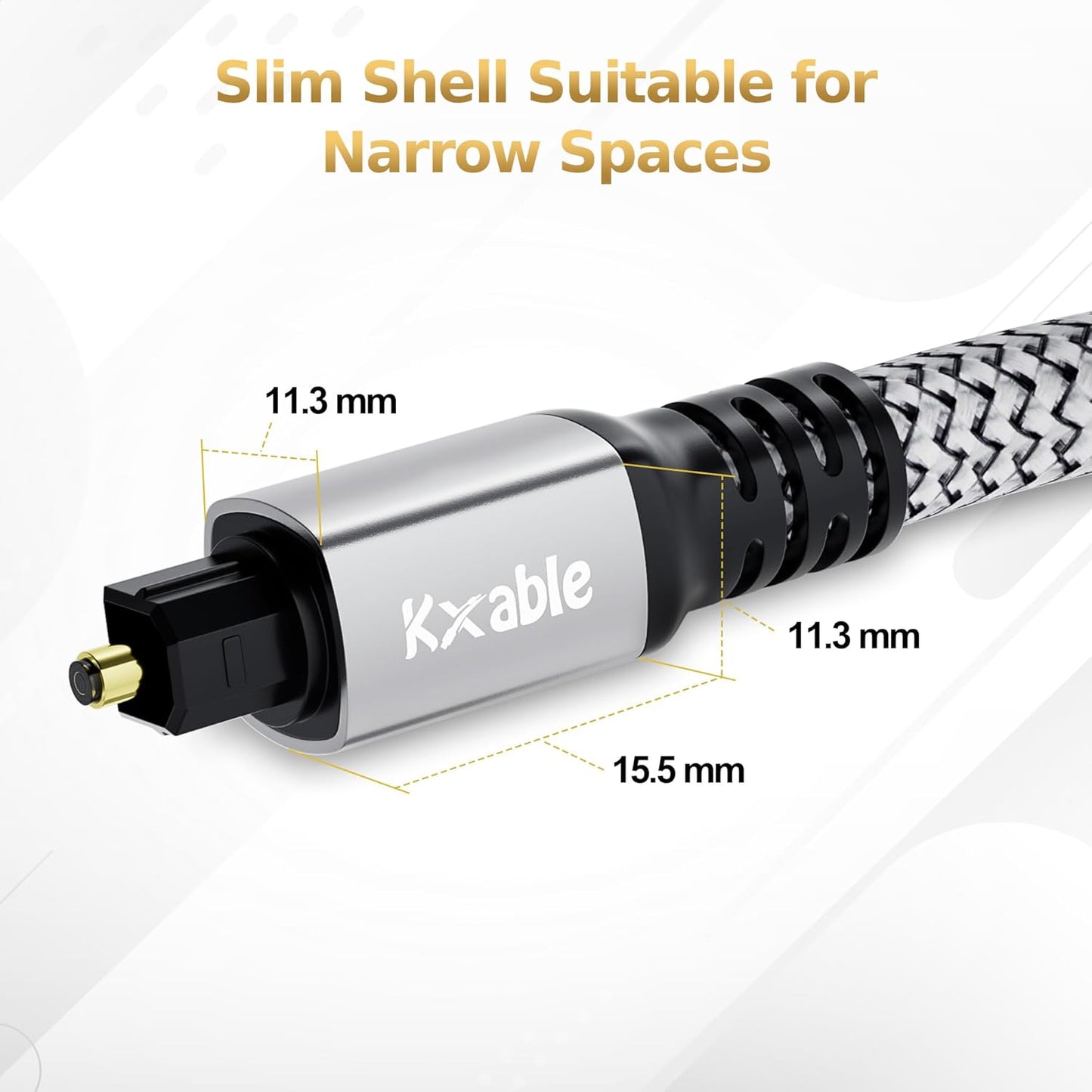 Optical Audio Cable 20 FT, Digital Audio Cable, Toslink Fiber Optic Cord, [Nylon Braided, Slim Aluminum Shell, Gold Plated Connector], for Home Theater, Sound Bar, PS4, Xbox, TV and More