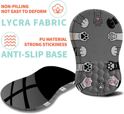 Ergonomic Mouse Pad Wrist Support with Memory Foam Massage Bulge, Carpal Tunnel Pain Relief Mousepad Wrist Rest for Mouse(12x8 inch, Paw)