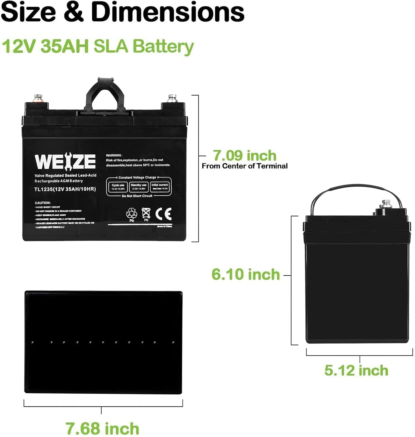 WEIZE 12V 35AH Deep Cycle Battery for Scooter Pride Mobility Jazzy Select Electric Wheelchair, Set of 2
