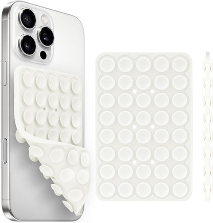 Silicone Suction Cup Phone Case Mount Double Sided, Phone Accessories Hands-Free Strong Grip Holder for Selfies and Videos, Silicon Phone Stand for iPhone and Android White