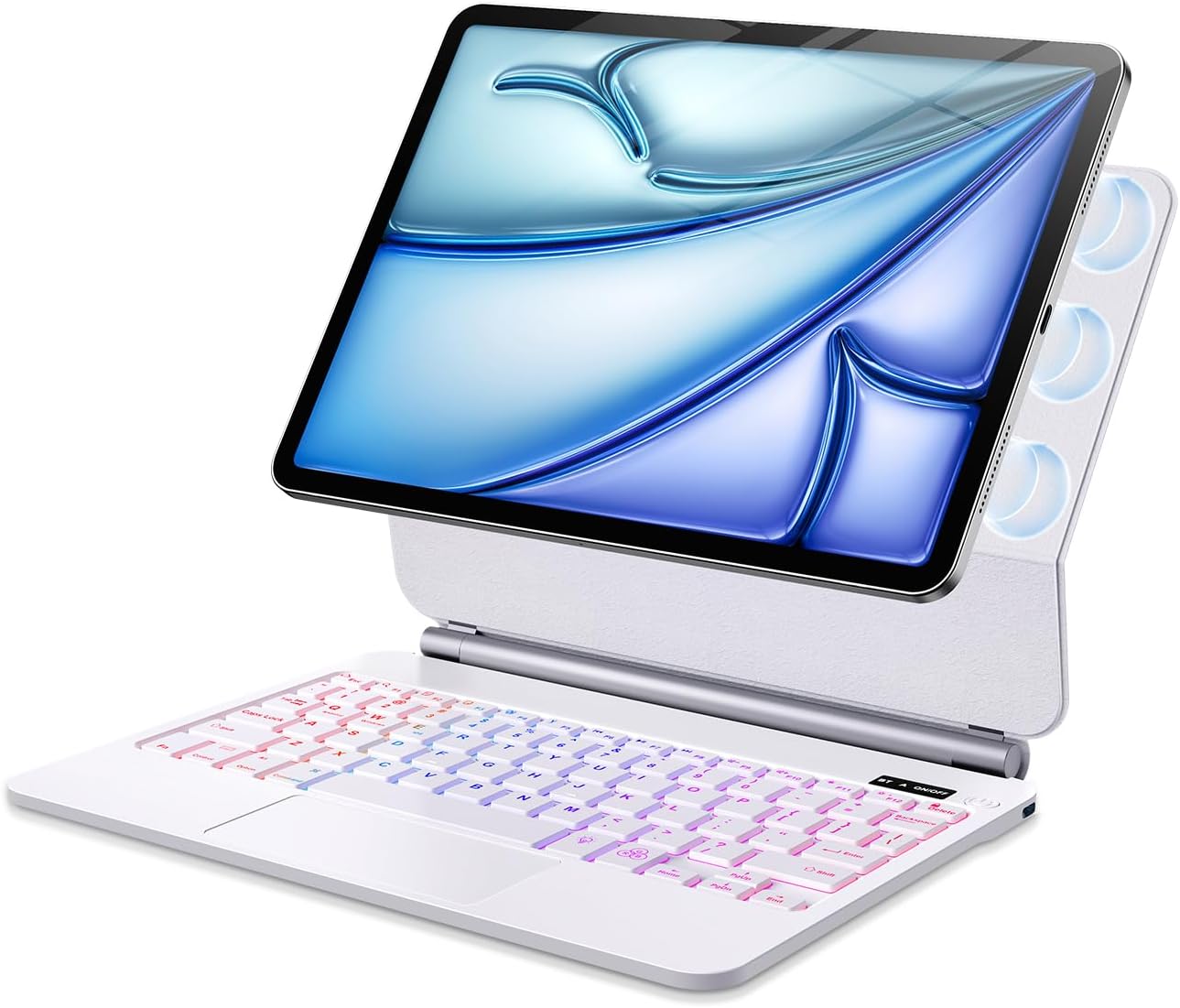 Keyboard Case for iPad Air 13 inch,iPad Pro 12.9 inch (3/4/5/6th Gen),Easy-Set Floating Cantilever Stand Magic Magnetic Backlit - Multi-Touch Trackpad Keyboard Case for iPad (White)