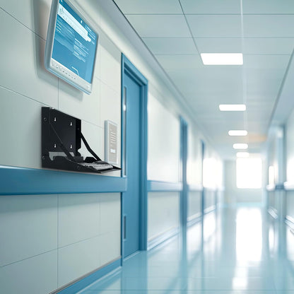 2 Pcs 24 Inch Keyboard Wall Mount Foldable Fits Standard Computer Keyboard Mouse Stand Tray Organizer for Small Offices Apartments, Easy Installation with 4 Screws (Black)