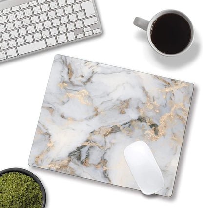 Mouse Pad, Gray Gold Marble Mouse Pad, Premium-Textured Marbling Mouse Mat Square Waterproof Non-Slip Rubber Base Computer Mousepad for Office Laptop Desk