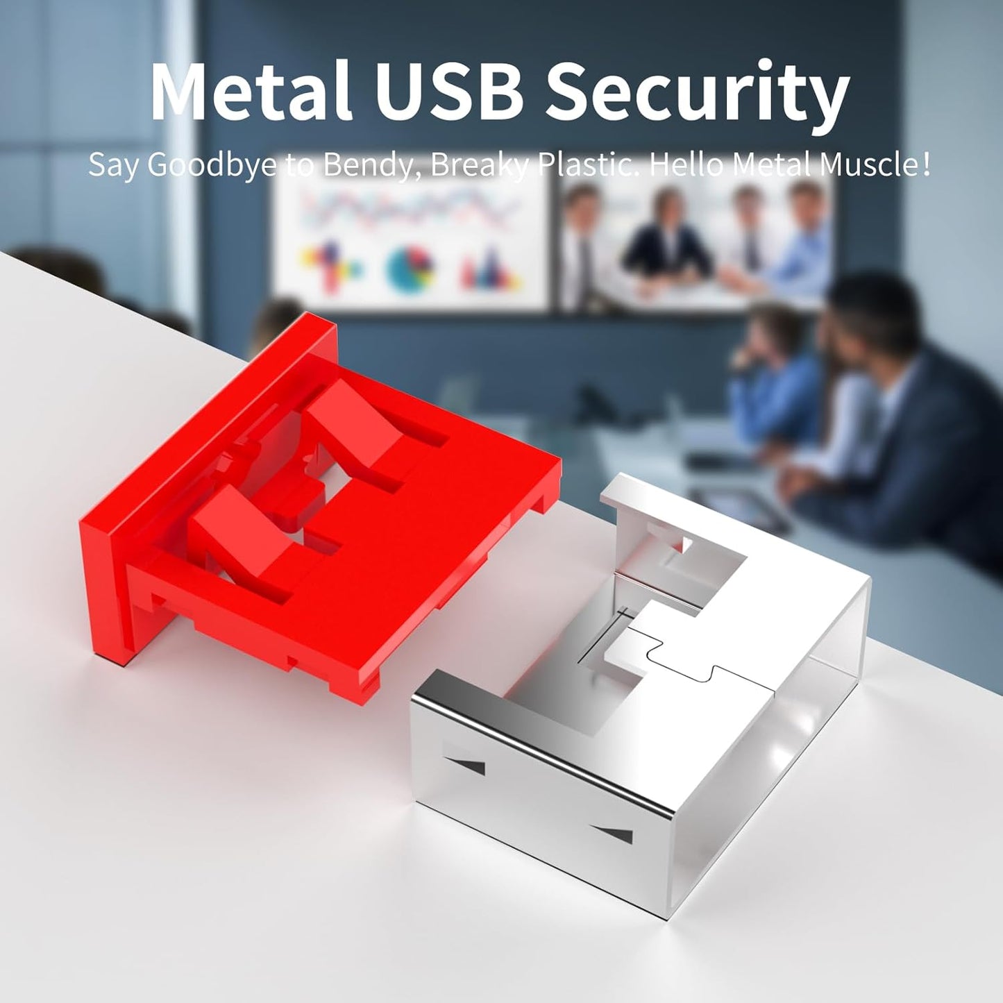 100PCS USB Metal Port Lock Blocker with 10 Keys - Secure USB-A Port Protector for PC/Laptop, Anti-Theft Data Security Lock, Dust & Moisture Proof Cover, Removable Type-A Connector Red