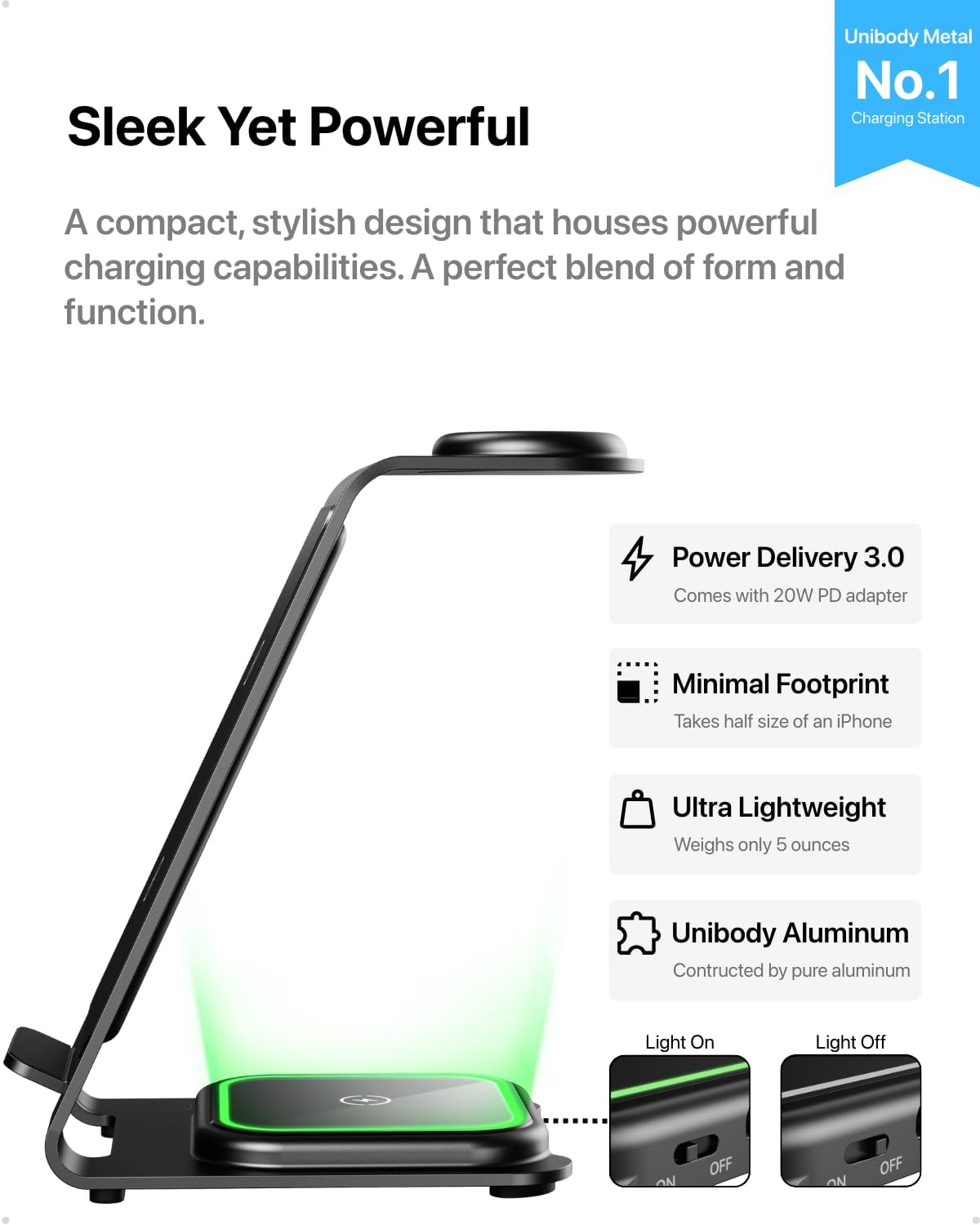 Intoval 3 in 1 Wireless Charging Station for iPhone 16 15 14 13 12 11 X Pro Max, Wireless Charger for Apple Watch 10 Ultra 3 SE 9 8 7 6 5 4 3 2, for AirPods 4 Pro Pro 2 3 (Y93, Grey)