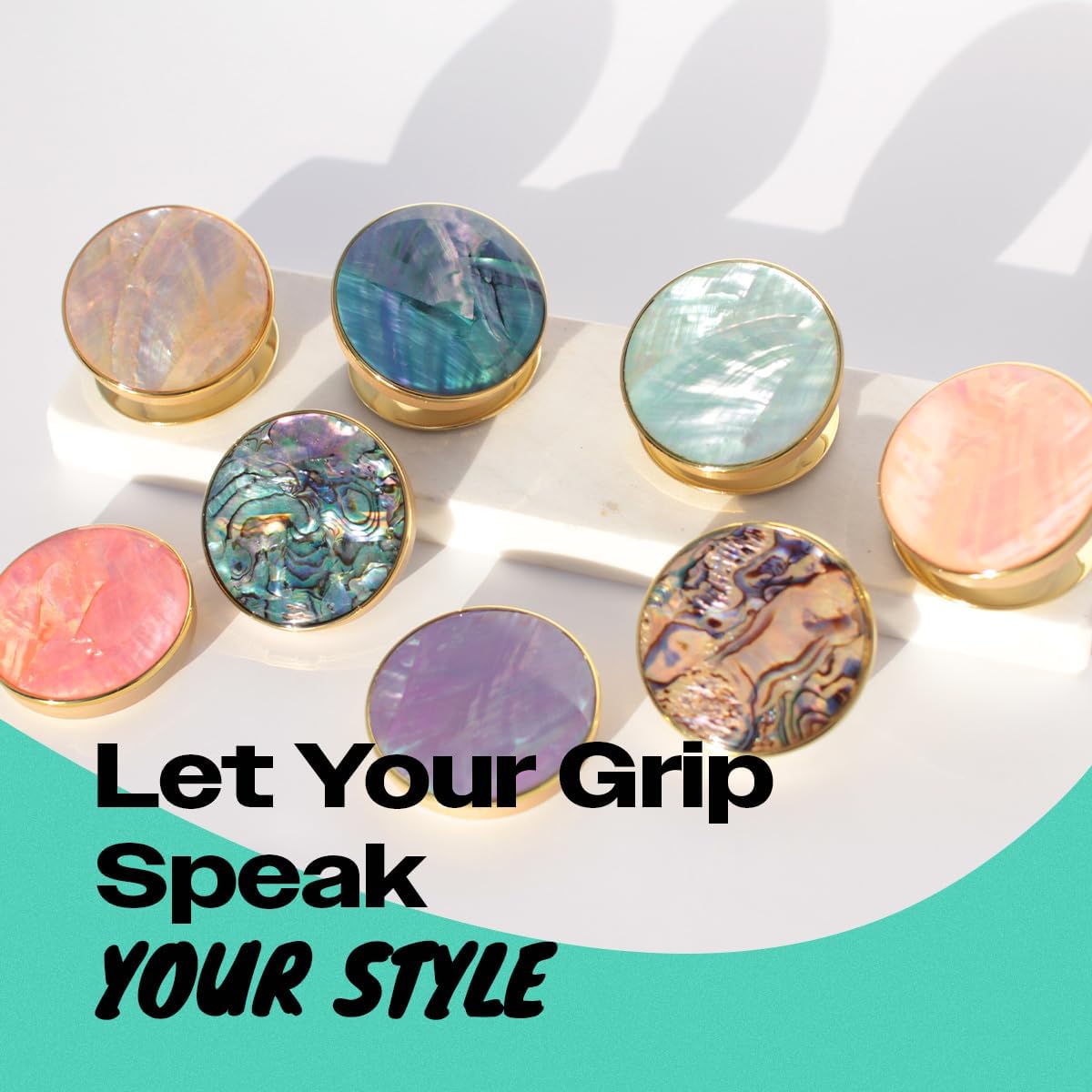 OnTheGrip Cute Natural Seashell Design Round Shape Collapsible Mobile Phone Grip Stand Holder for Smartphone Tablet Cell Phone Accessory (Violet)