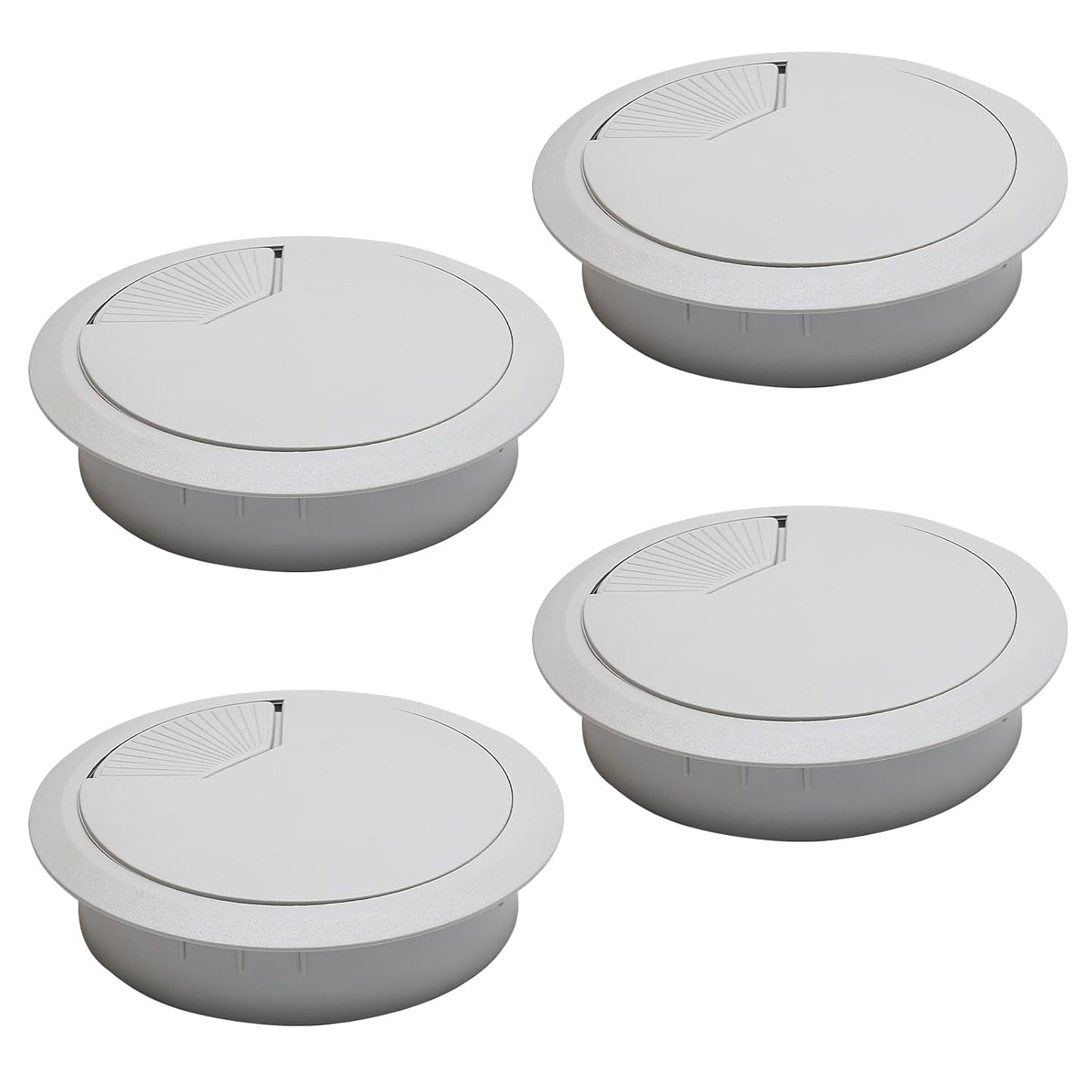 Desk Grommet 2-3/8" (60 mm), Desk Cord Hole Cover, Cable Grommet ABS Plastic, Desk Hole Grommet for Office and Home Table Cable, Detachable Adjustable Cable Cord Organizer (Light Grey 4 Pcs)