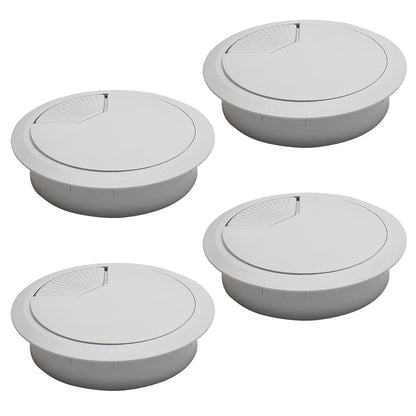 Desk Grommet 2-3/8" (60 mm), Desk Cord Hole Cover, Cable Grommet ABS Plastic, Desk Hole Grommet for Office and Home Table Cable, Detachable Adjustable Cable Cord Organizer (Light Grey 4 Pcs)