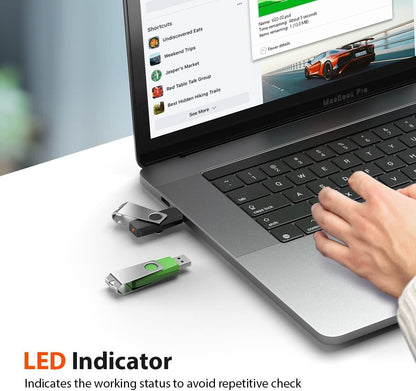 Aiibe 128GB Flash Drive 3.0 2 Pack 128GB USB Flash Drive Thumb Drive Zip Drive USB 3.0 Memory Stick USB Drive with Keychain (128G, 2 Colors: Black Green)