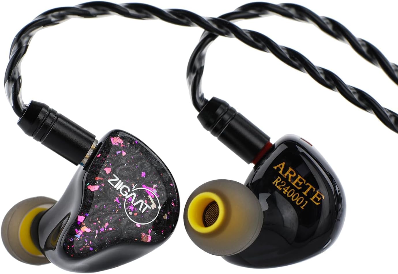 Linsoul ZiiGaat x Fresh Reviews Arete in Ear Monitor, 1DD+4BA Hybrid Earphone IEM, Wired Gaming Earbuds, Studio Monitor Tunning, with Detachable IEM Cable for Musician Audiophile(Black)