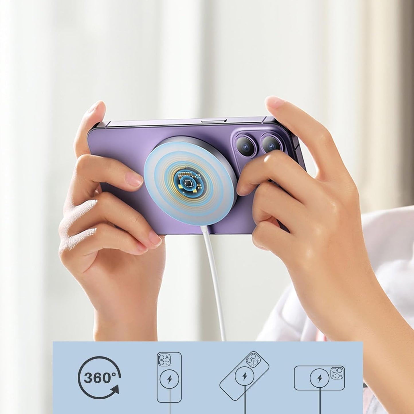 Magnetic Wireless Charger for iPhone 16/16 Pro/16 Plus/16 Pro Max,FDGAO 2 in 1 15W Fast Magnetic Charging Compatible with iPhone 15/14/13/12 Series and AirPods 4/3/Pro