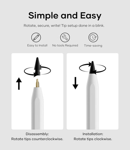 Replacement Pencil Tips for Apple Pencil Pro, Pen Tips for Apple Pencil 2nd Gen/1st Gen/USB-C, Wear-Resisting Pencil Nibs with Storage Box, Pen Nibs Set Compatible with Apple Pen (6 Pack, Black)