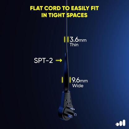 Maximm Cable 4 Ft 360° Rotating Flat Plug Extension Cord, 16/3 AWG Multi 3 Outlet 3-Prong Grounded Wire- Black - UL Certified